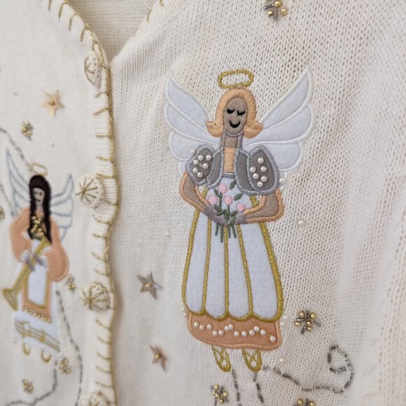 Vintage CB Collections Angel Embroidered Beaded Cardigan Size PM - Picture 4 of 7
